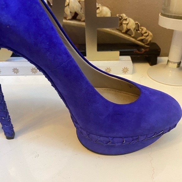 BRIAN ATWOOD PURPLE FONTANNE STILETTO PLATFORM SUEDE PUMPS SIZE 7 - Picture 12 of 13